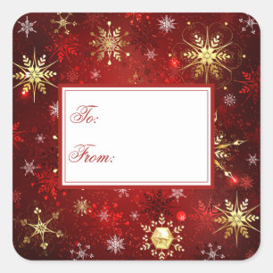 Sticker Carré Gold Red Noël Flammes de neige Noël