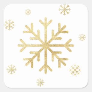 Sticker Carré Gold Snowflake Holiday Joli Noël