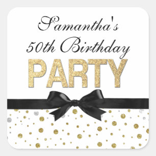 Sticker Carré Gold Sparkle Confetti 50e anniversaire fête