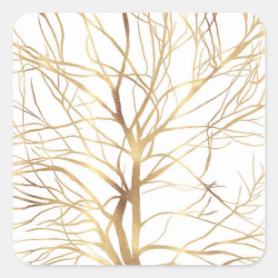 Sticker Carré Gold Tree Silhouette