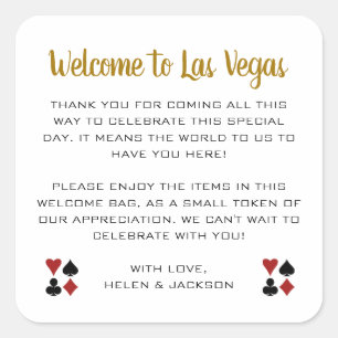 Sticker Carré Gold Welcome to Las Vegas Mariage Welcome Basket