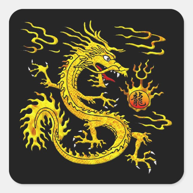 Sticker Carré Golden Dragon (Devant)