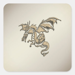 Sticker Carré Golden Dragon