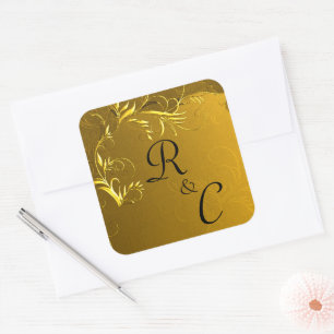 Sticker Carré Golden Elegance Mariage Monogrammes