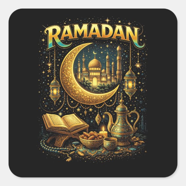 Sticker Carré Golden Nights of Ramadan (Devant)