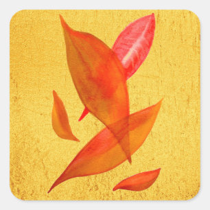 Sticker Carré Golden Orange Auto Fall leaf moderne