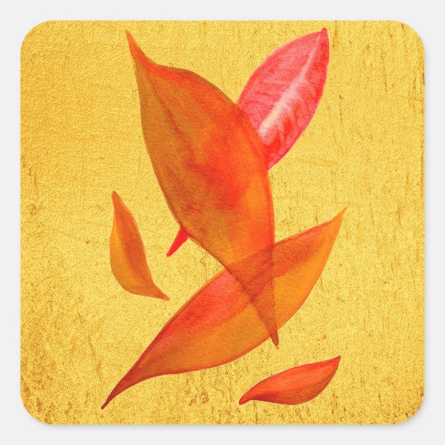 Sticker Carré Golden Orange Auto Fall leaf moderne (Devant)