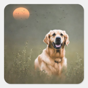 Sticker Carré Golden Retriever