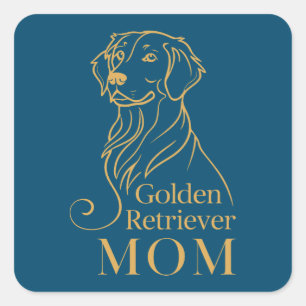Sticker Carré Golden Retriever Maman