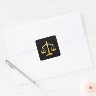 Sticker Carré Golden Scales of Justice Law Theme