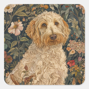 Sticker Carré Goldendoodle Garden Tapestry Anniversaire