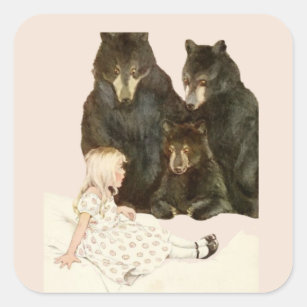 Sticker Carré Goldilocks & the 3 Bears Vintage