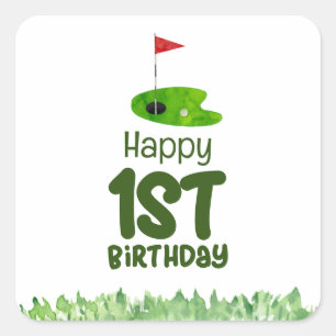 Sticker Carré Golf 1er anniversaire golfeur d'un an