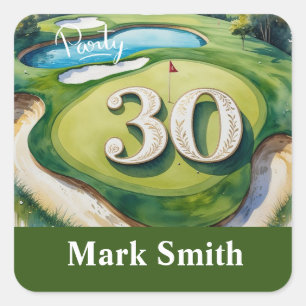 Sticker Carré Golf 30e anniversaire sur terrain de golf