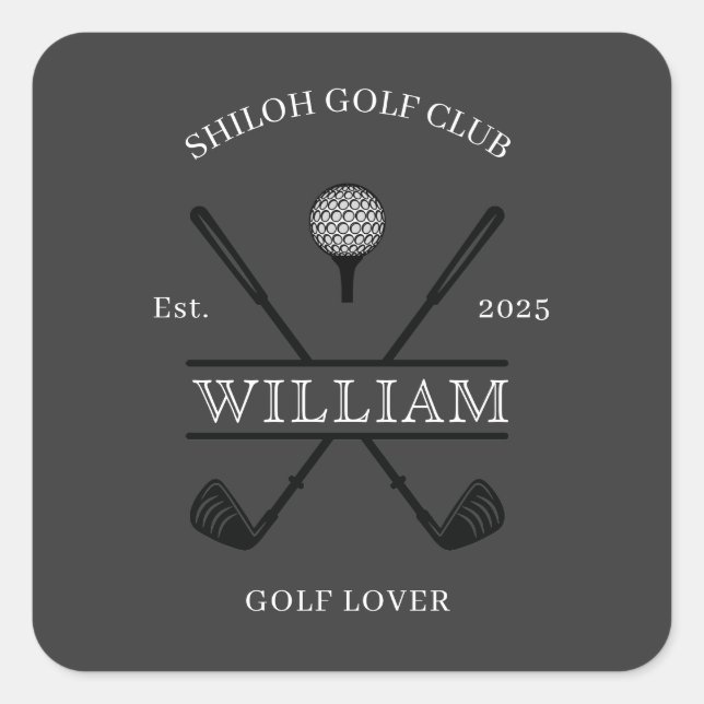 Sticker Carré Golf Lover Cross Club (Devant)