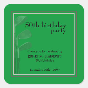 Sticker Carré Golf Moderne Entreprise Vert Noir 50e Anniversaire