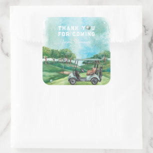 Sticker Carré Golf Par-Tee Merci pour votre anniversaire