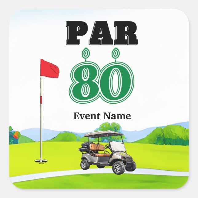 Sticker Carré Golf Party 80e anniversaire (Devant)