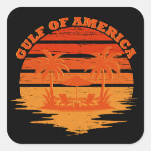 Sticker Carré Golfe d'Amérique conception patriotique vintage-am