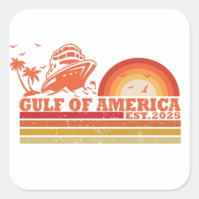 Sticker Carré Golfe d'Amérique patriotique vintage-américaine (Devant)