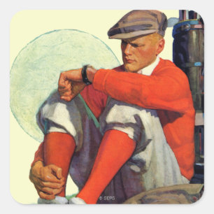 Sticker Carré Golfer a continué à attendre