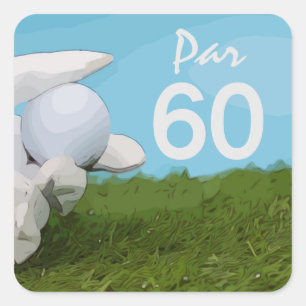 Sticker Carré Golfeur tient une balle de golf pour le 60e annive