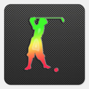 Sticker Carré Golfeur Vintage élégant