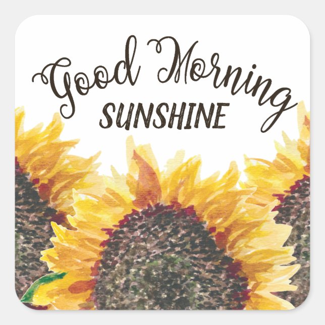 Sticker Carré Good Morning Sunshine Jaune Tournesols Brown (Devant)