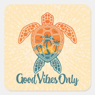 Sticker Carré Good Vibes Uniquement Conception Tropicale Sunset 