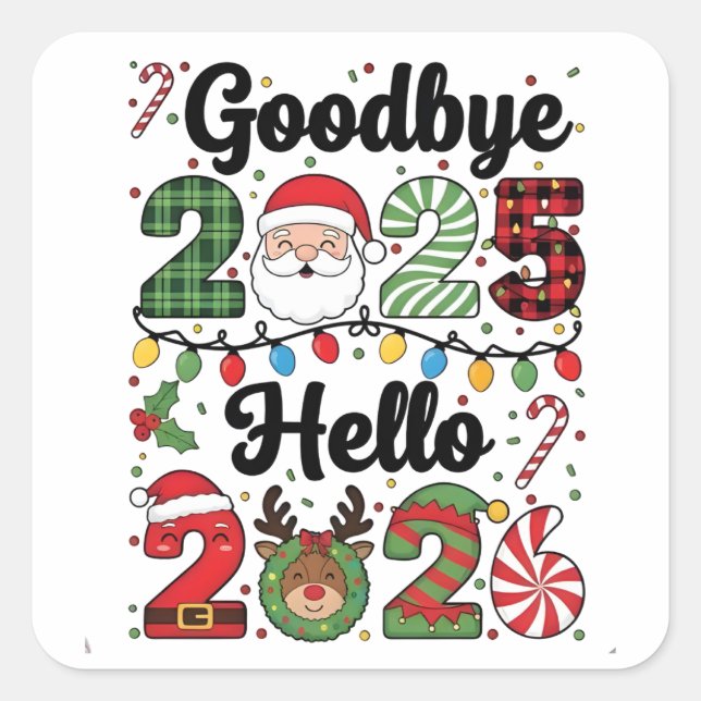 Sticker Carré Goodbye 2025 Hello 2026 New Year Resolution   (Devant)