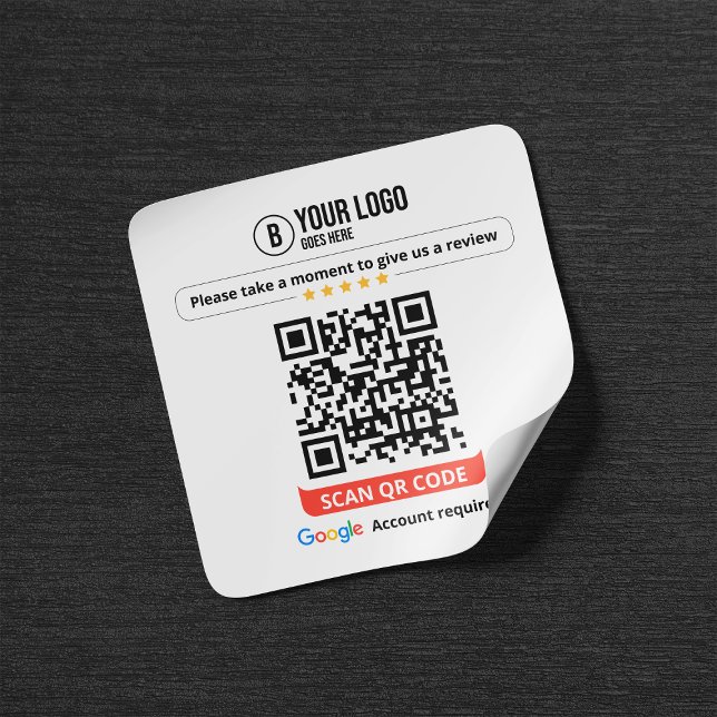 Sticker Carré Google Avis QR Code Note Mon entreprise 5 étoiles (Créateur téléchargé)
