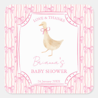 Sticker Carré Goose nursery rhymes baby shower pink personalized