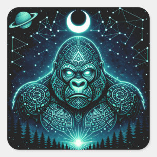 Sticker Carré Gorille Céleste – Galaxie de la Faune Cosmique du 
