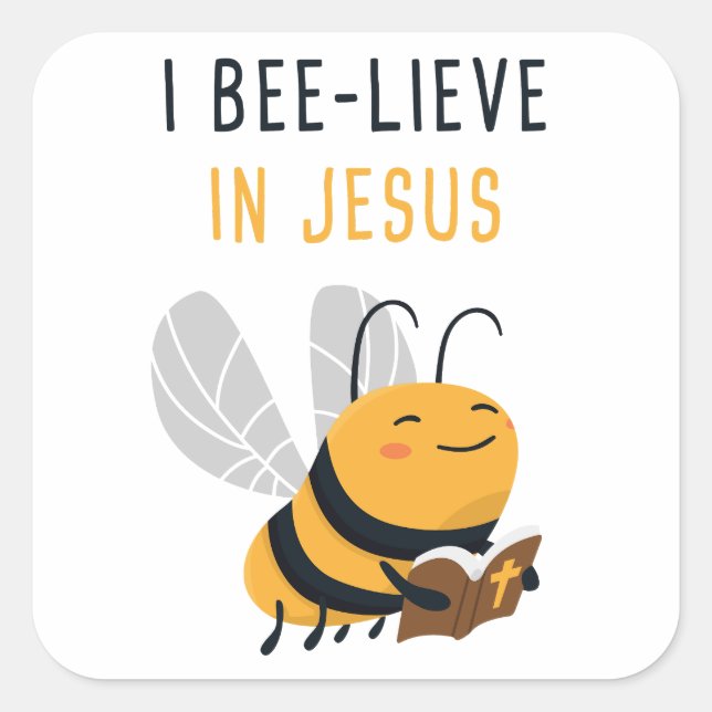 Sticker Carré Gospel Kids Christian Faith : I Bee lieve in JESUS (Devant)