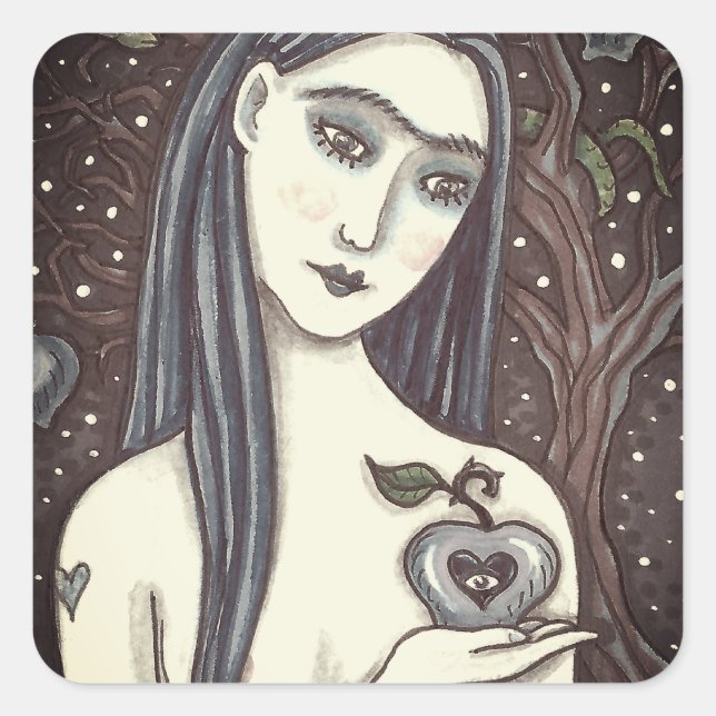 STICKER CARRÉ GOTH EVE, JARDIN SOMBRE D'EDEN, FEMME, SERPENT (Devant)