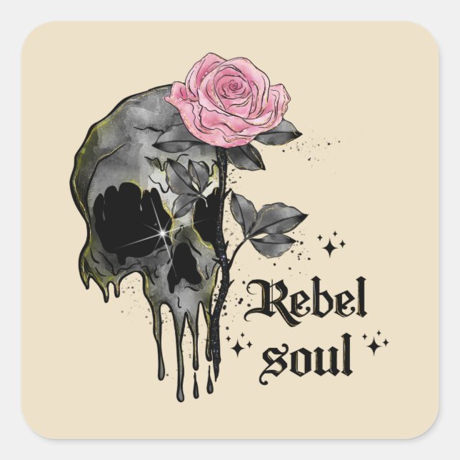 Sticker Carré Goth Skull | Rebel Soul (Devant)