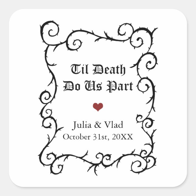 Sticker Carré Goth Wedding Favoriser Personnalisable Style Gothi (Devant)