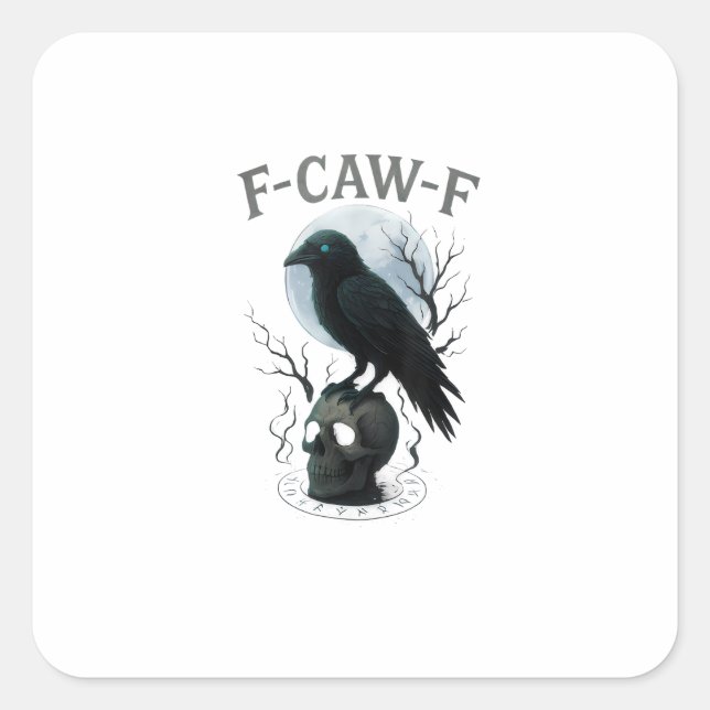 Sticker Carré Gothic Crow F Caw F Raven Skull Halloween Graphic  (Devant)