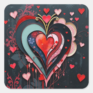 Sticker Carré Gothic Heart Valentines 