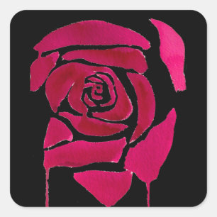 Sticker Carré Gothique abstrait rose aquarelle art original