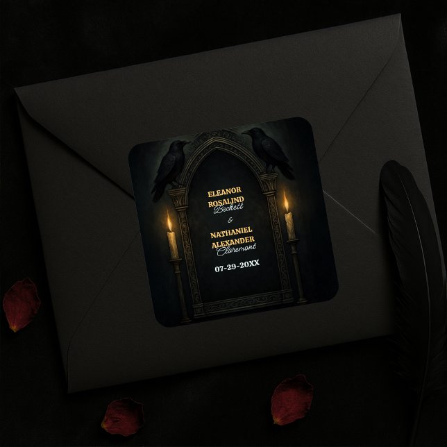 Sticker Carré Gothique Corbeau bougie Mariage d'arc (Créateur téléchargé)