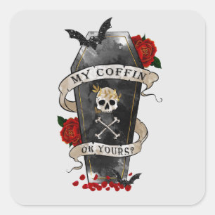 Sticker Carré Gothique Funny Coffin