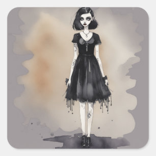 Sticker Carré Gothique Petite robe noire Décal complexe