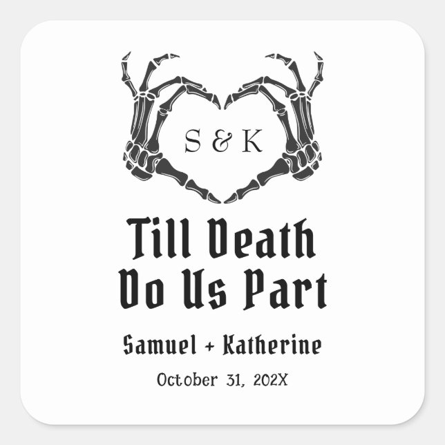 Sticker Carré Gothique Romantique Squelette main Halloween Maria (Devant)