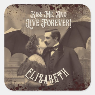Sticker Carré Gothique Vintage victorien Dracula Halloween