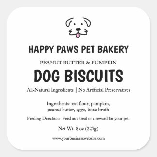 Sticker Carré Gourmet Dog Treat Bakery Label