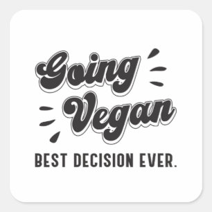 Sticker Carré Goûter Véganisme Végétaux Animaux Drôle Cadeau
