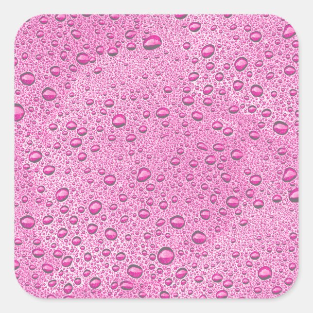 Sticker Carré gouttelettes d'eau roses chaudes (Devant)