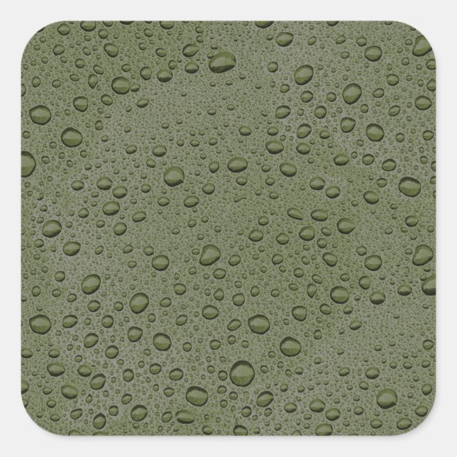 Sticker Carré gouttelettes d'eau verte d'olive (Devant)