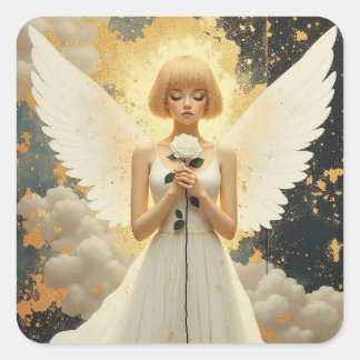 Sticker Carré Grâce Céleste | Joli Ange et Rose